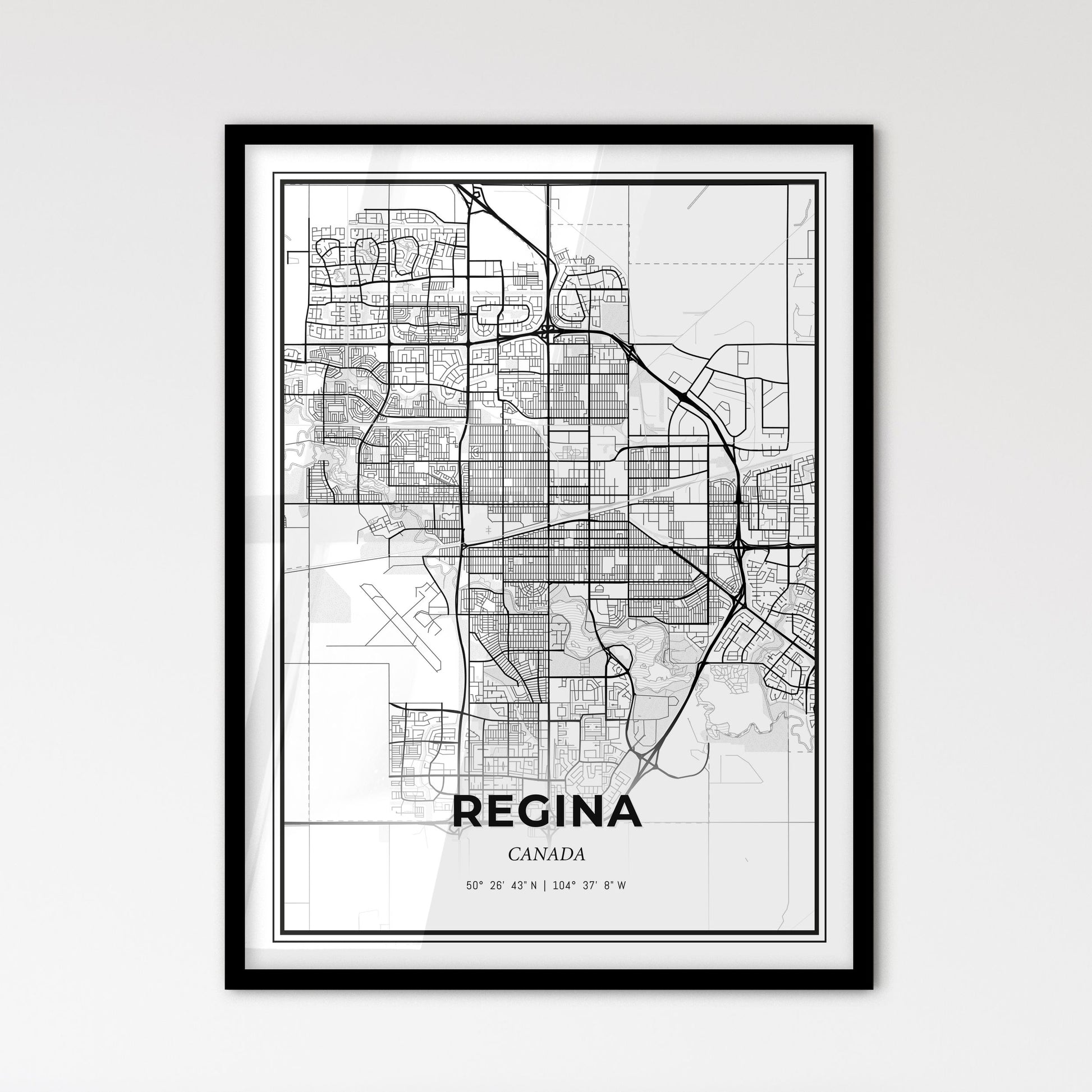 Regina Canada - Scandinavian Style City Map for Modern Home Decor