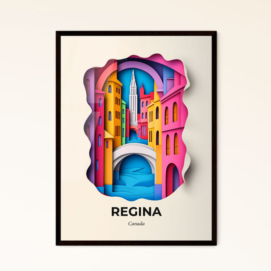 Vivid Regina, Canada - a paper cut of a city with a bridge