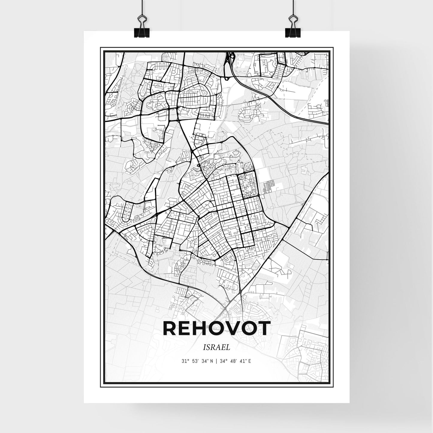 Rehovot Israel - Premium City Map Poster