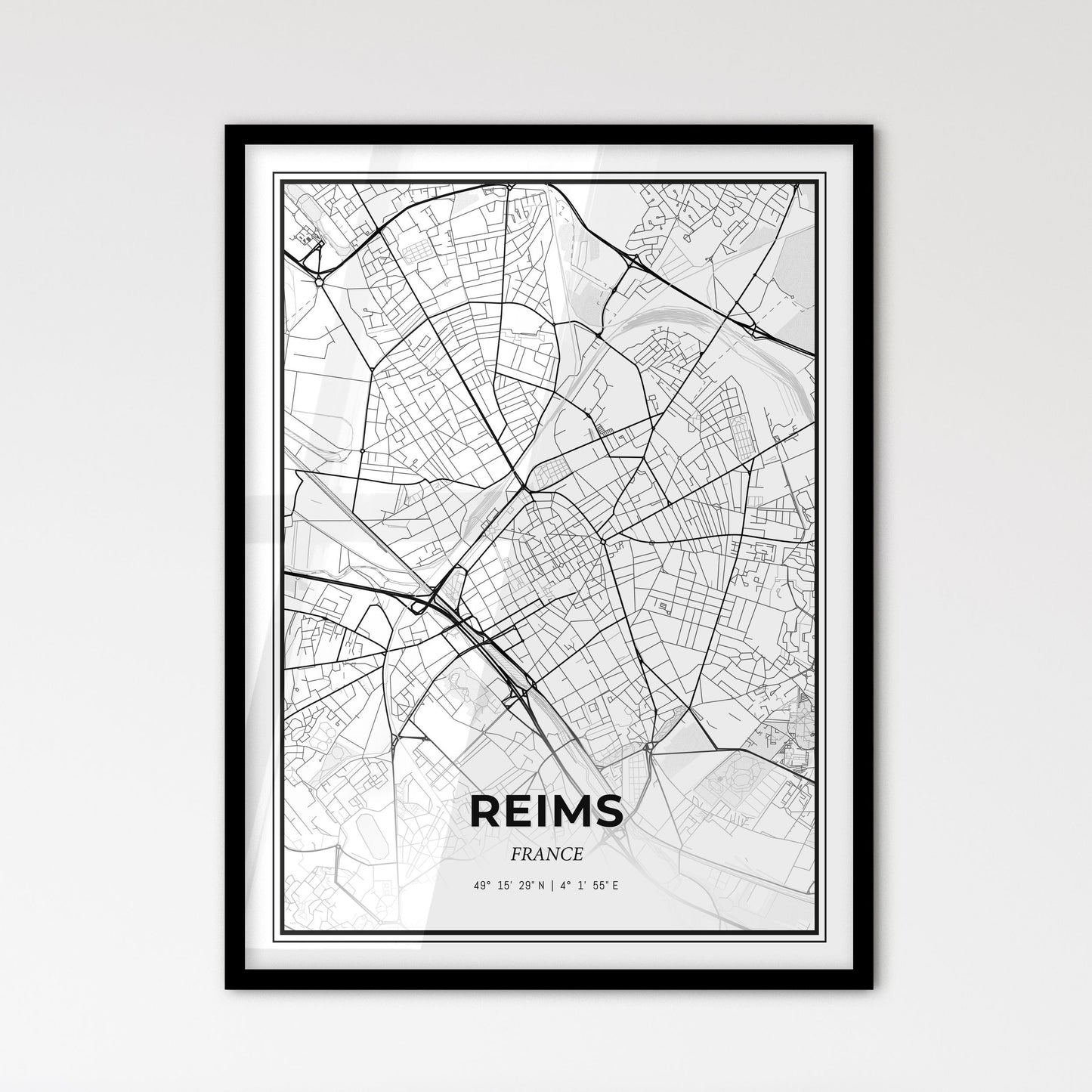 Reims France - Scandinavian Style City Map for Modern Home Decor