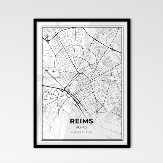 Reims France - Scandinavian Style City Map for Modern Home Decor