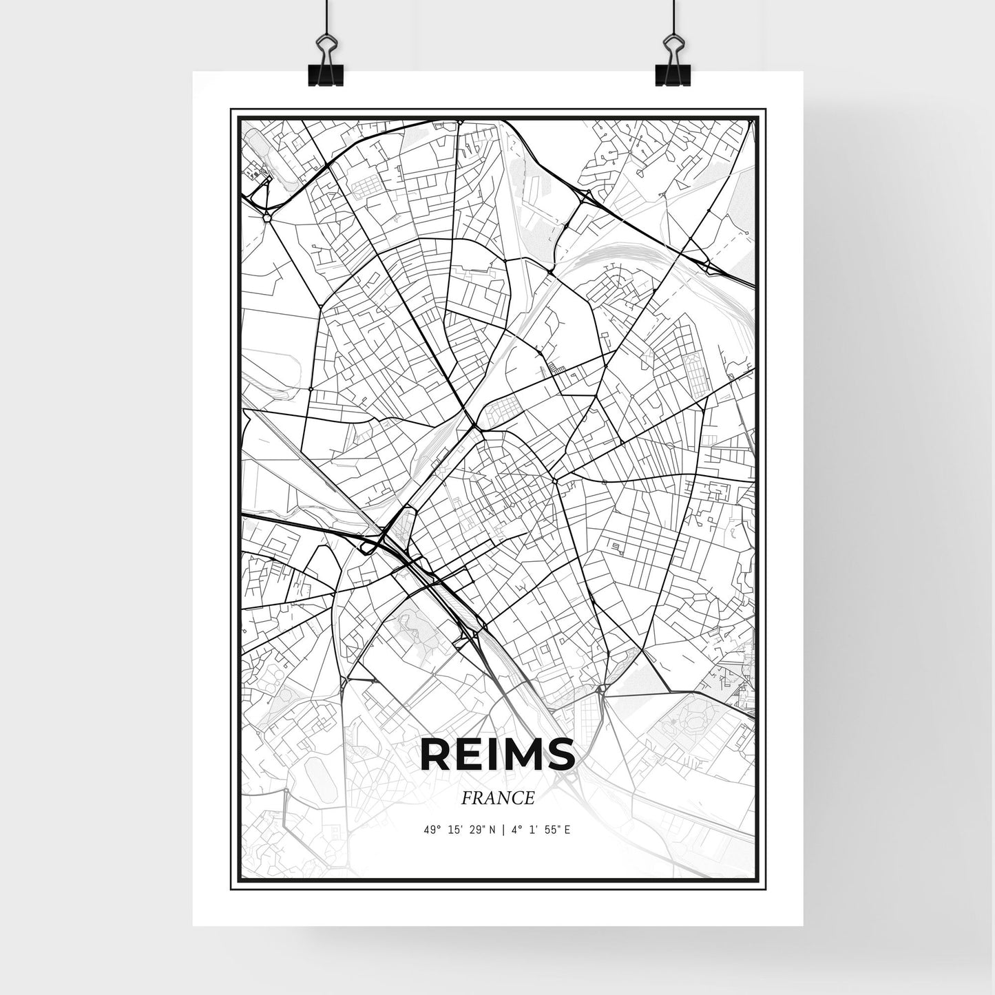 Reims France - Premium City Map Poster