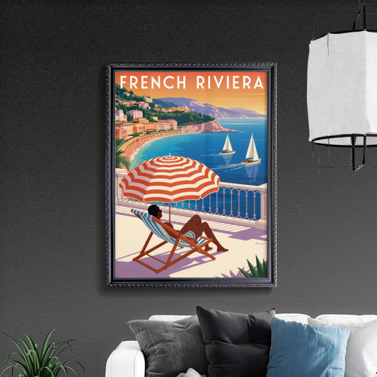 Relaxing in Luxury: Serene Beachfront Bliss on the French Riviera at Sunset.