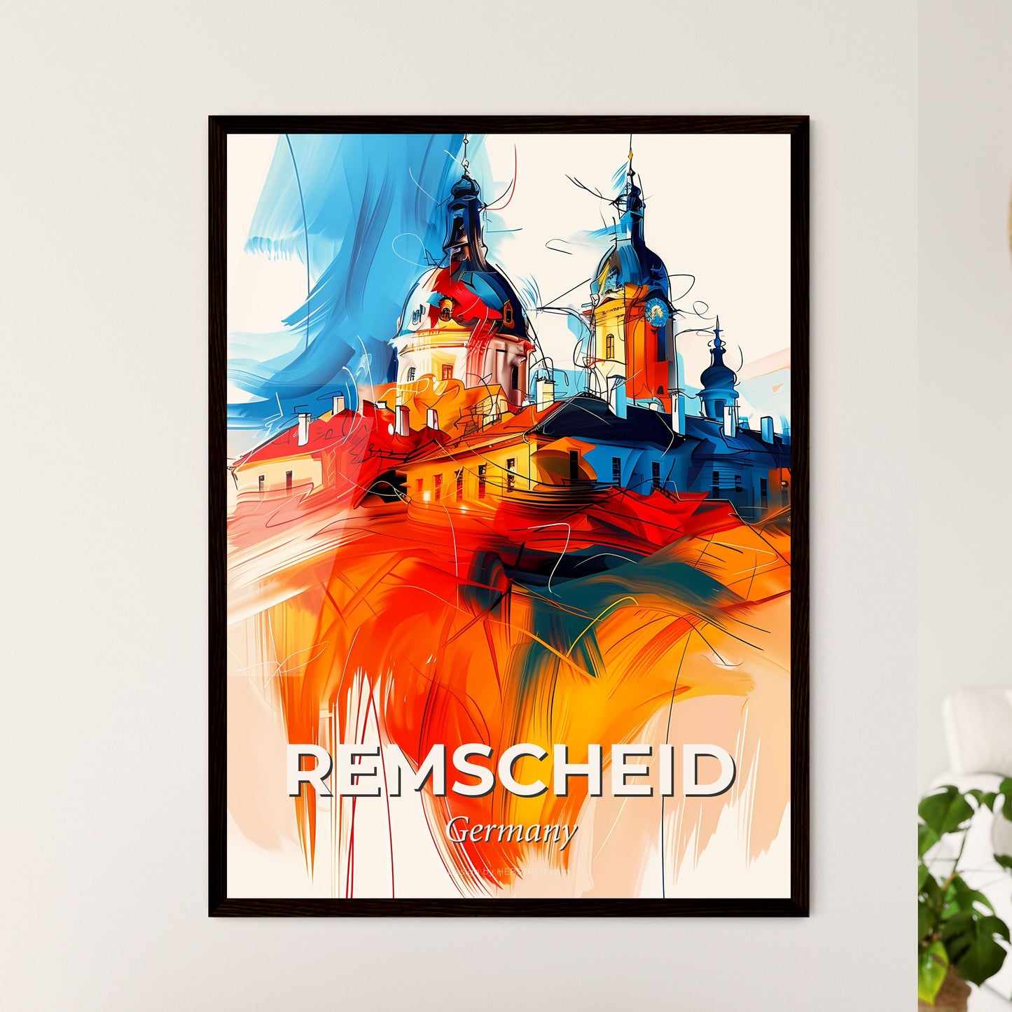 Vibrant Remscheid, Germany - A Painting Of A Building With A Dome And Towers