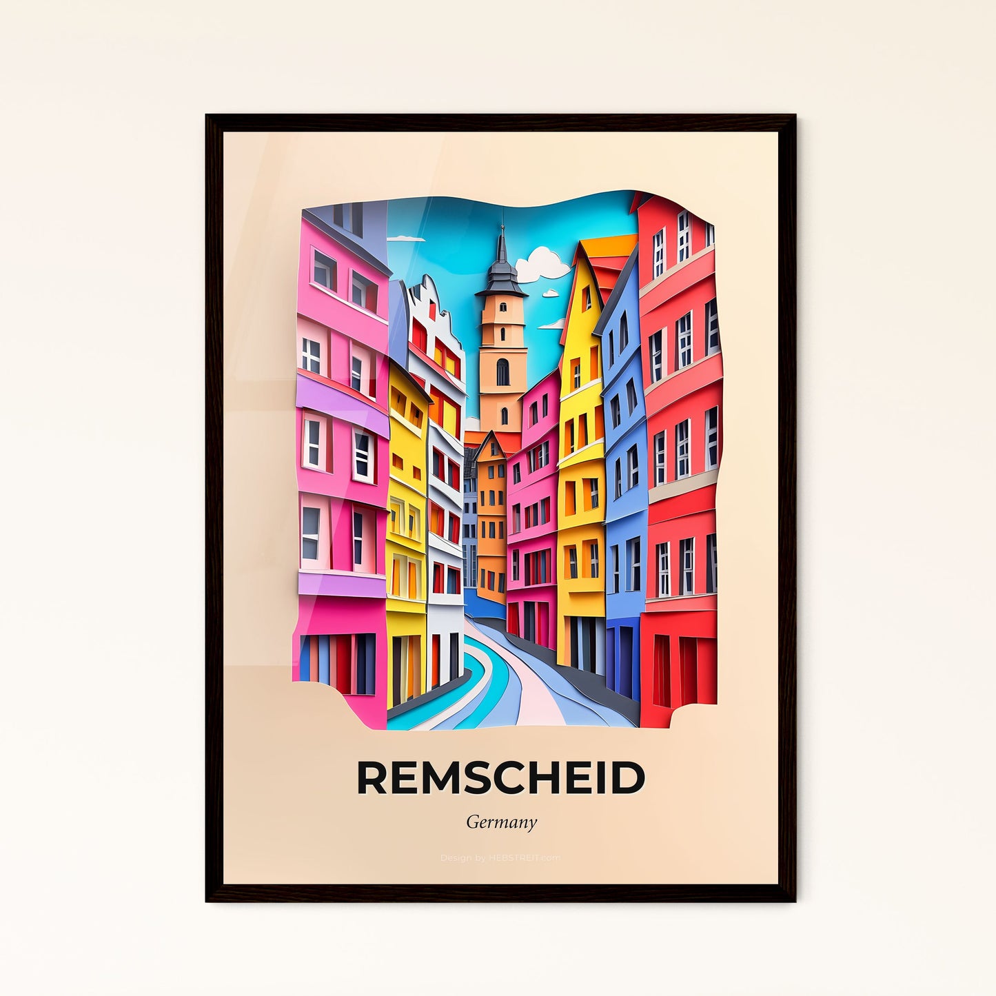 Vivid Remscheid, Germany - a city with a clock tower