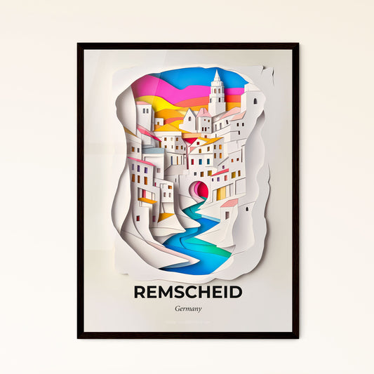 Vivid Remscheid, Germany - a paper cut of a city with a river