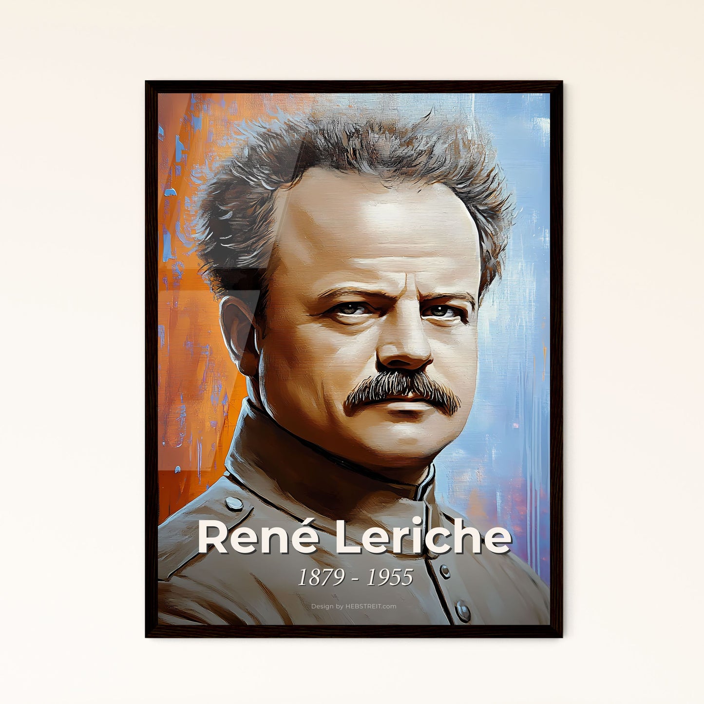 Portrait of René Leriche, 1879 - 1955. Impressionistic painting of a man with a mustache.