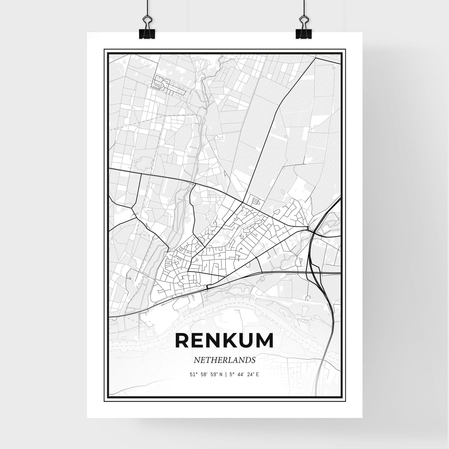  Renkum Netherlands - Premium City Map Poster