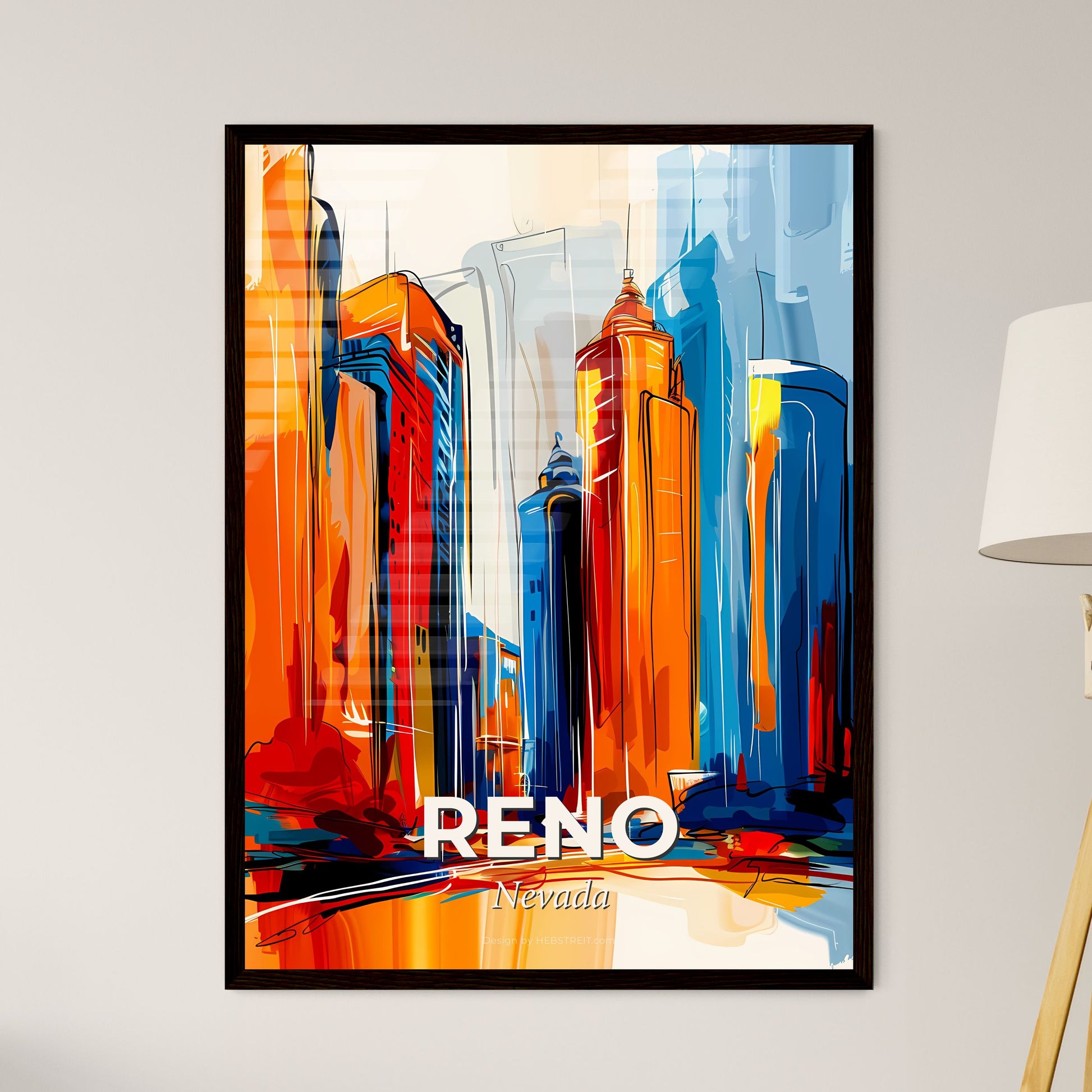 Vibrant Reno, Nevada - A Painting Of A City