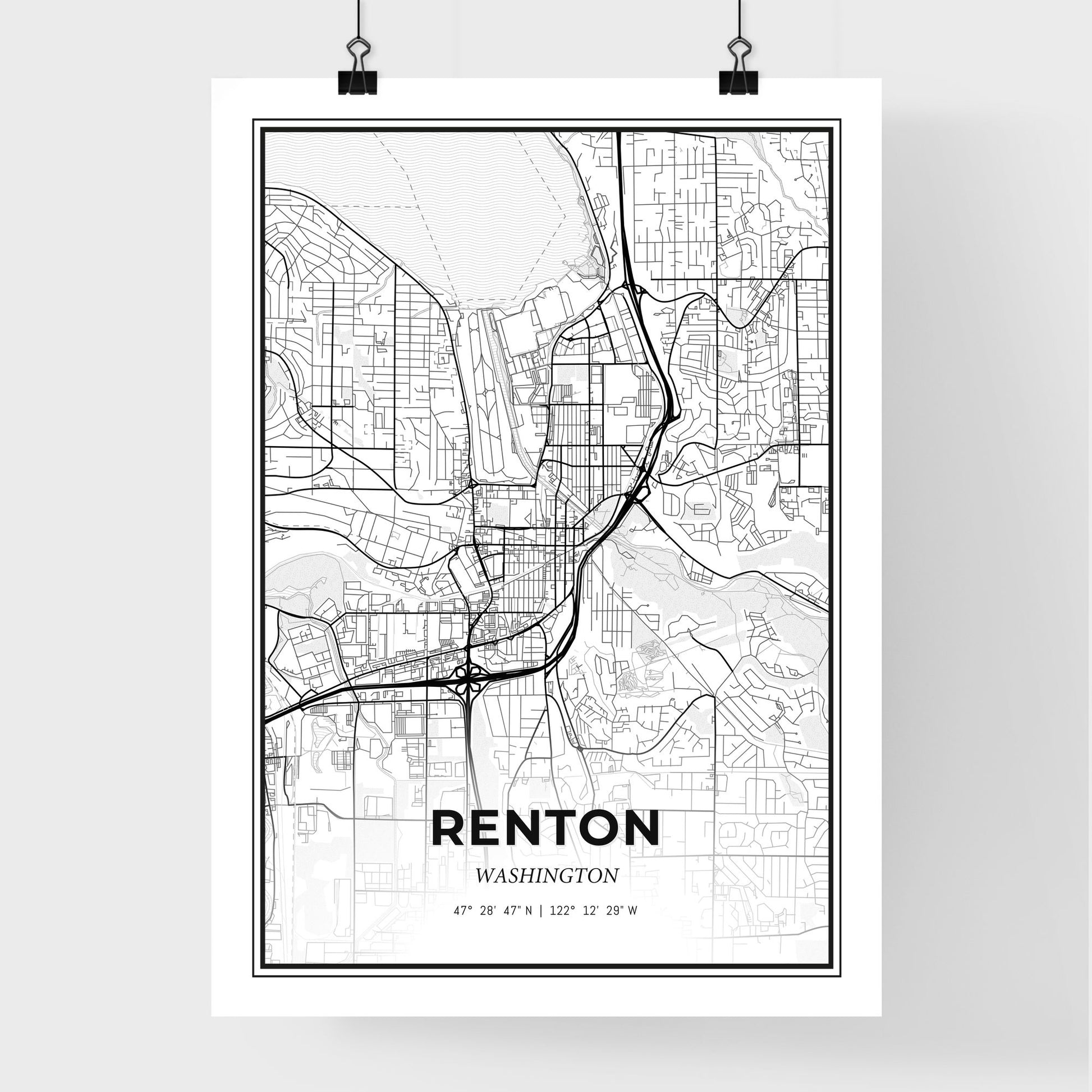 Renton Washington - Premium City Map Poster