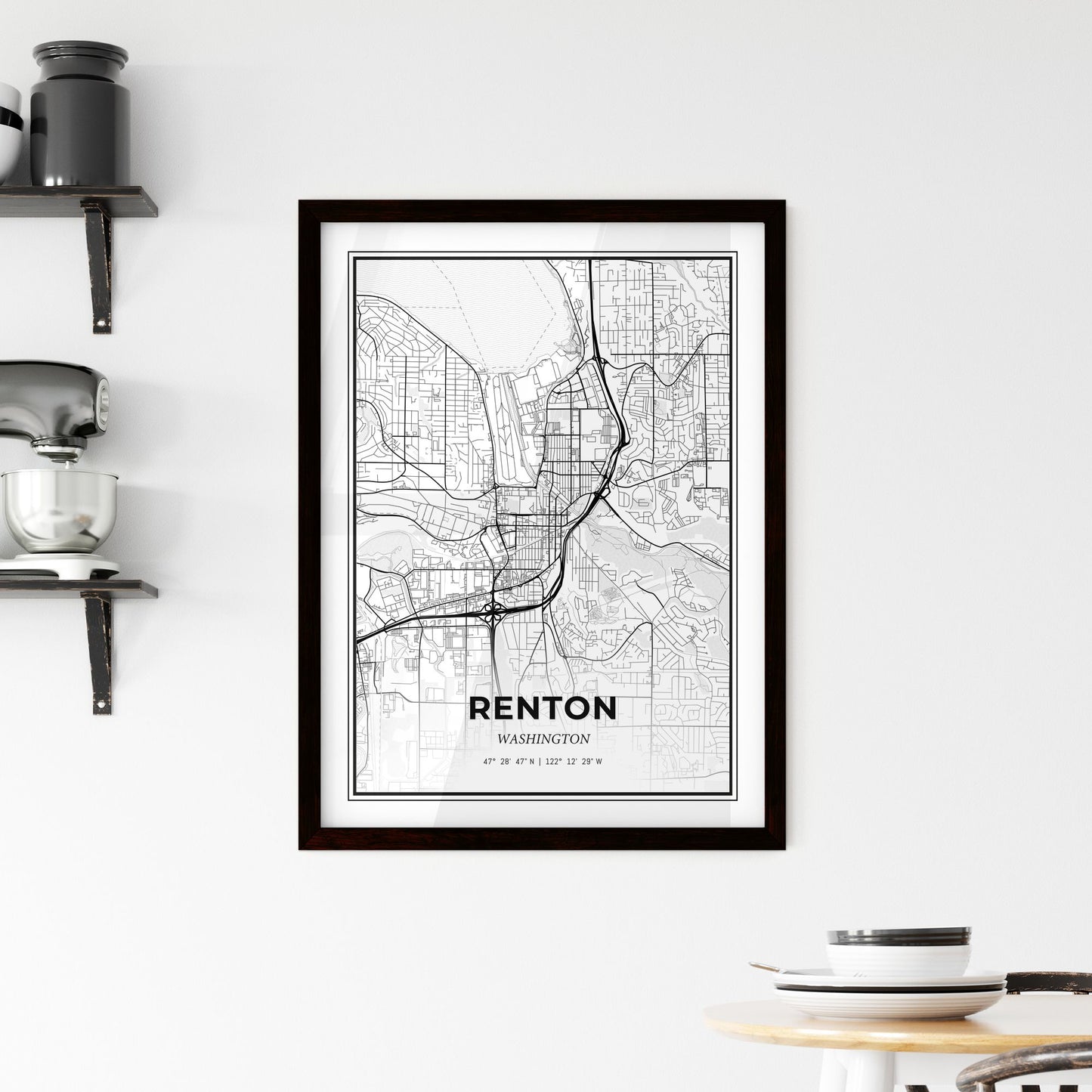 Renton Washington - Minimal City Map