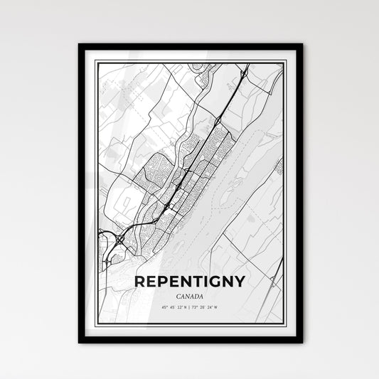 Repentigny Canada - Scandinavian Style City Map for Modern Home Decor