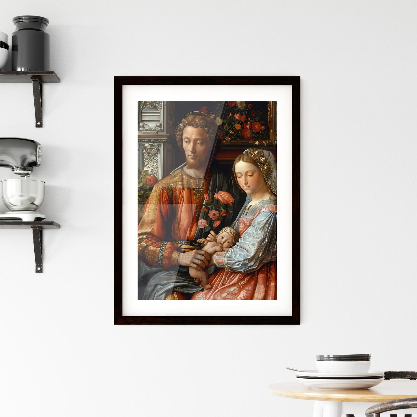 Renaissance Art Print: Family Portrait Painting with Man, Woman, and Baby Default Title