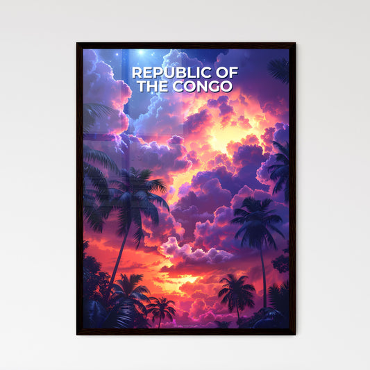 Colorful Clouds and Palm Trees Painting from - Framed Art Print