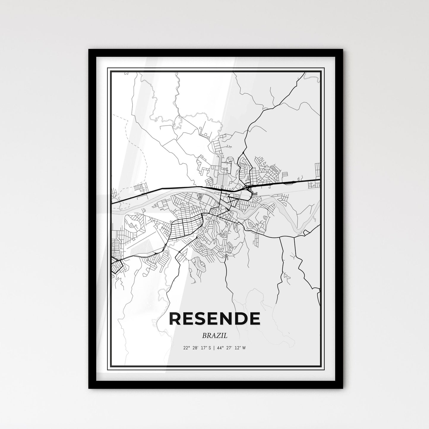 Resende Brazil - Scandinavian Style City Map for Modern Home Decor