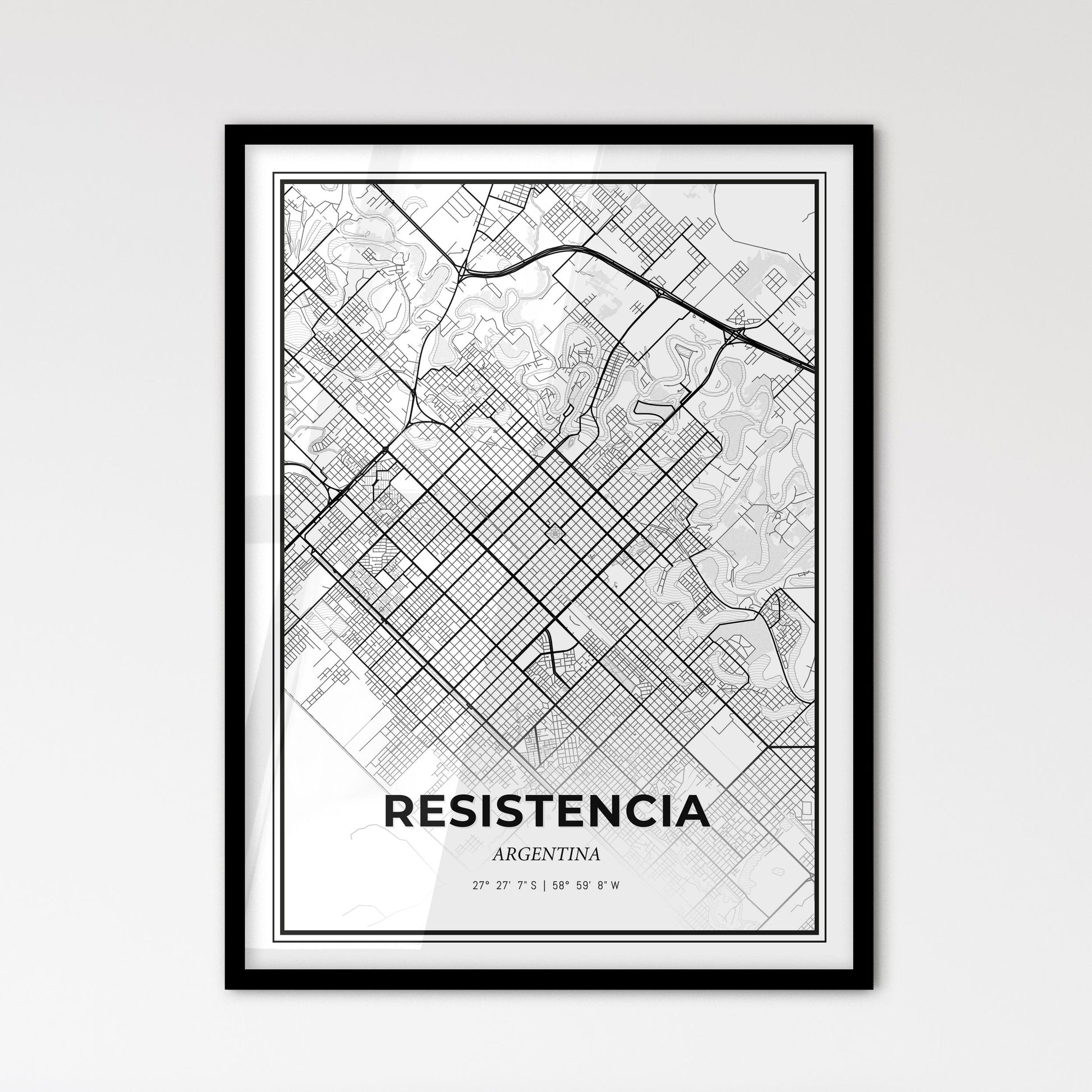 Resistencia Argentina - Scandinavian Style City Map for Modern Home Decor