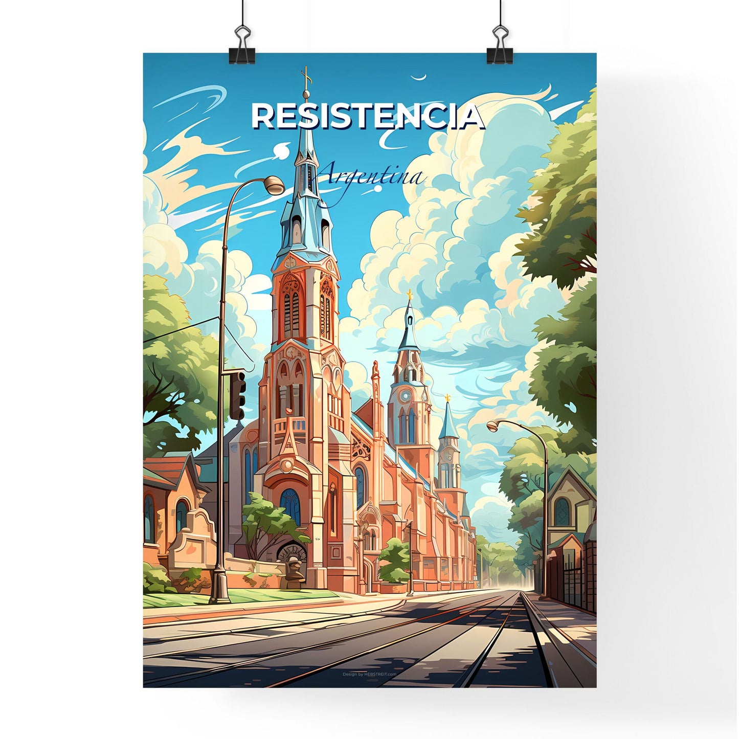 Artistic Depiction of Resistencia Argentina Skyline with Saigon Notre-Dame Cathedral Default Title