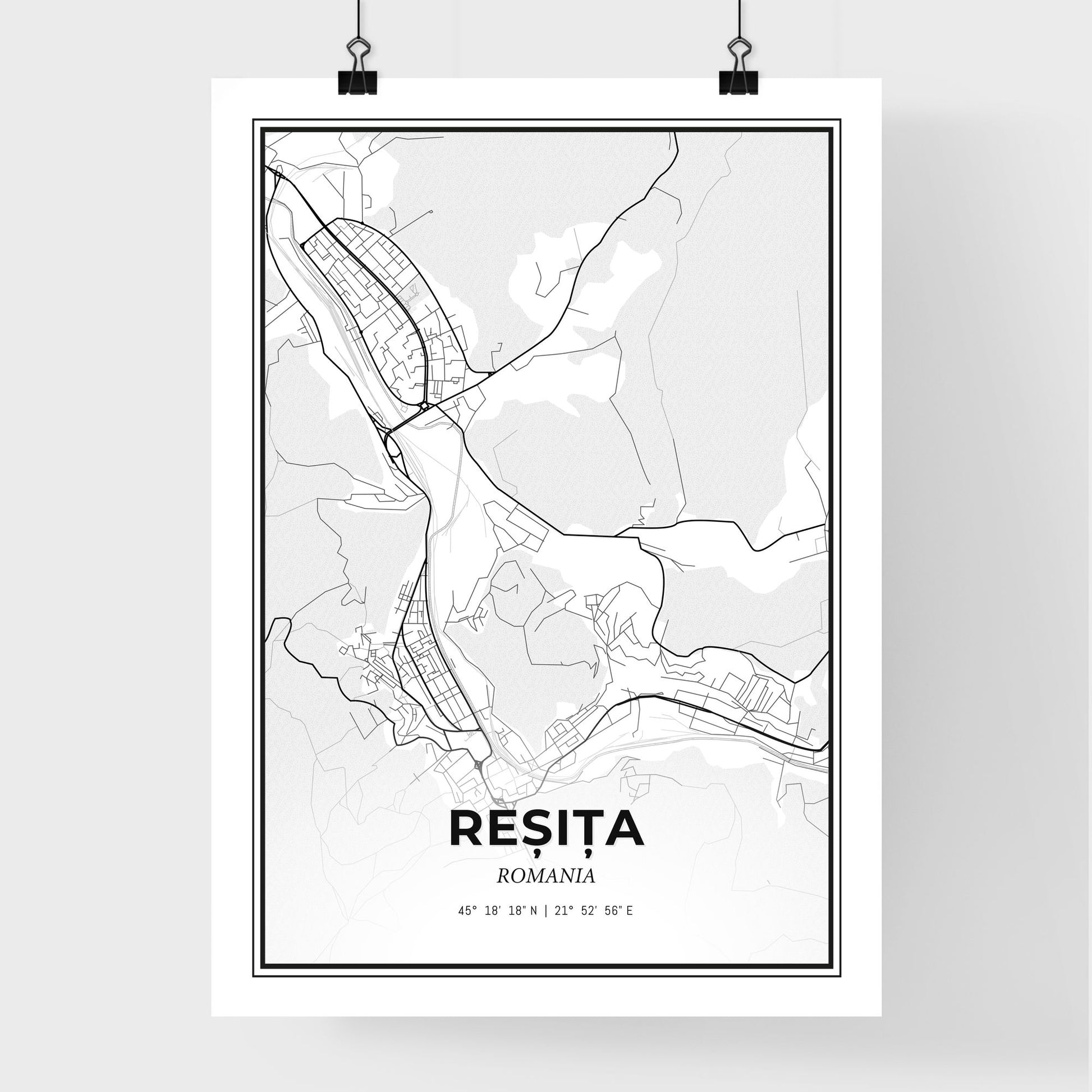 Reșița Romania - Premium City Map Poster