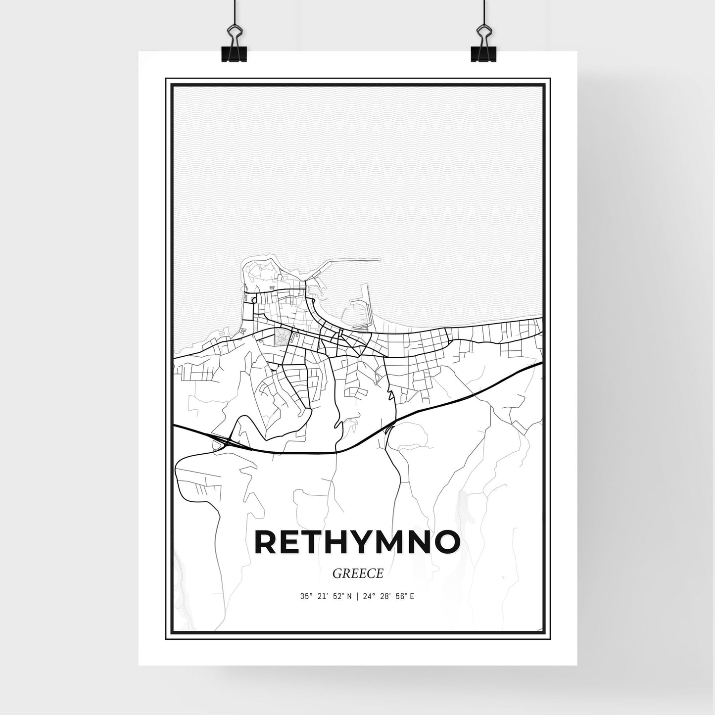 Rethymno Greece - Premium City Map Poster