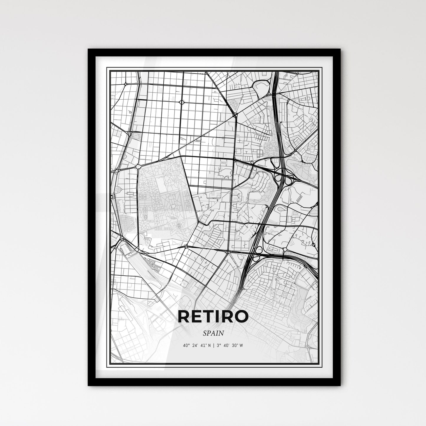 Retiro Spain - Scandinavian Style City Map for Modern Home Decor