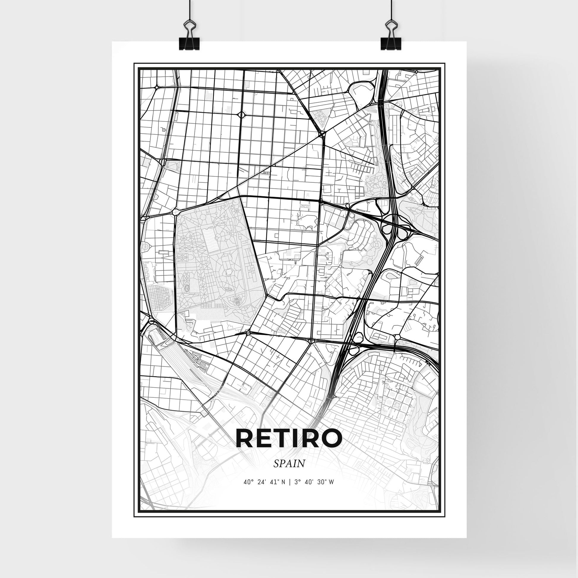 Retiro Spain - Premium City Map Poster