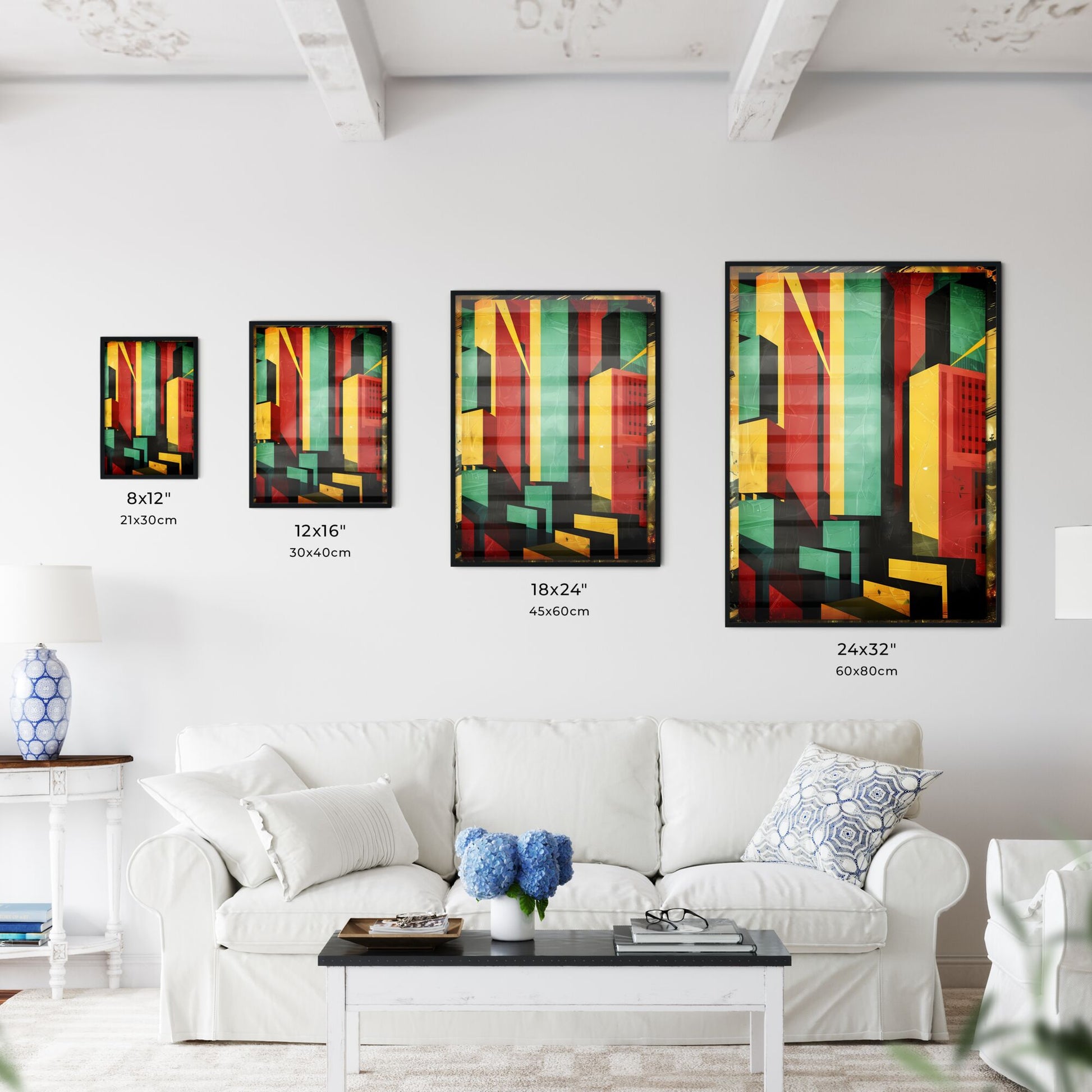 Bauhaus Style Abstract Art Poster Modern Dubai Wall Decor Colorful Painting Default Title