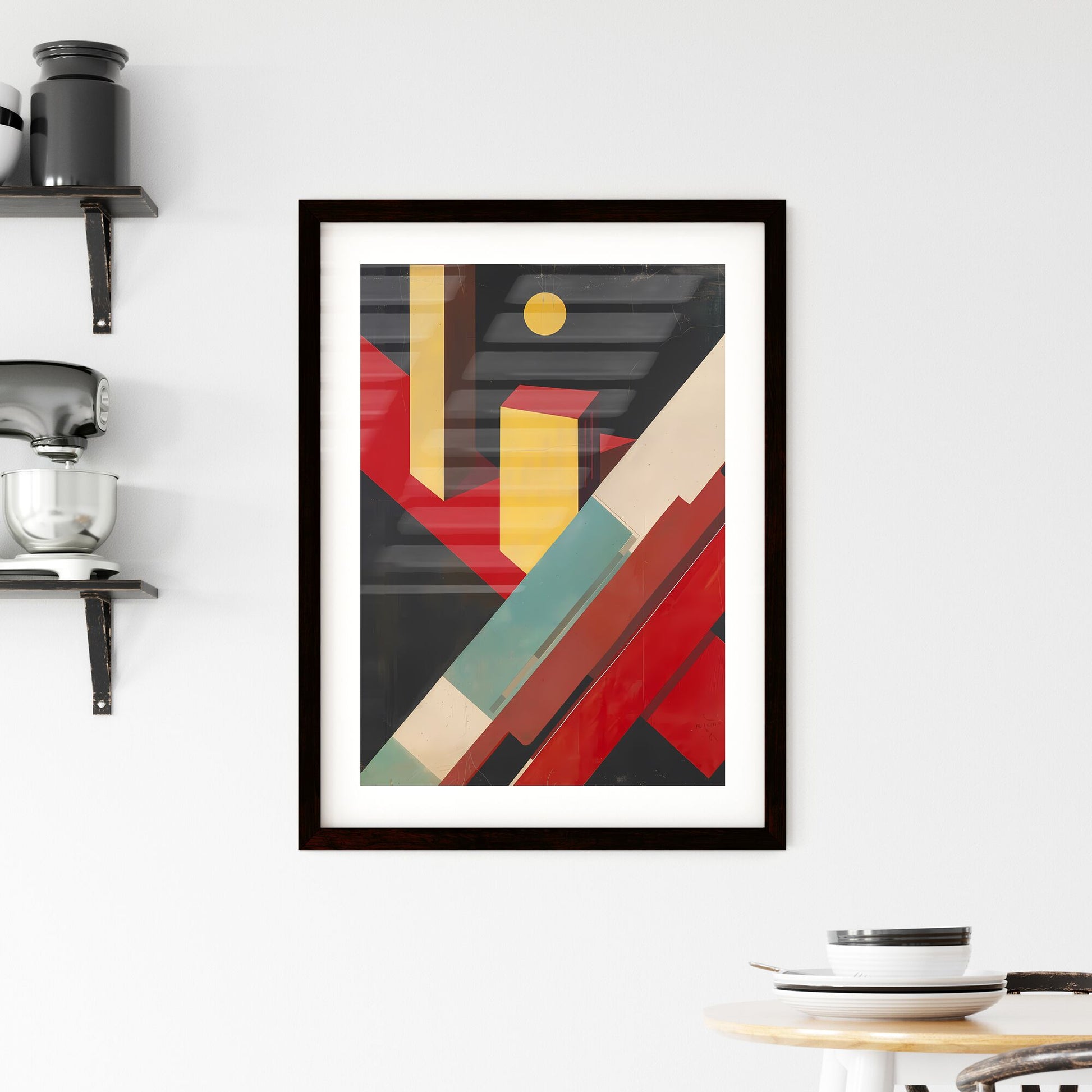 Bauhaus Inspired Abstract Art Painting Dubai Architecture Moon Cityscape Default Title