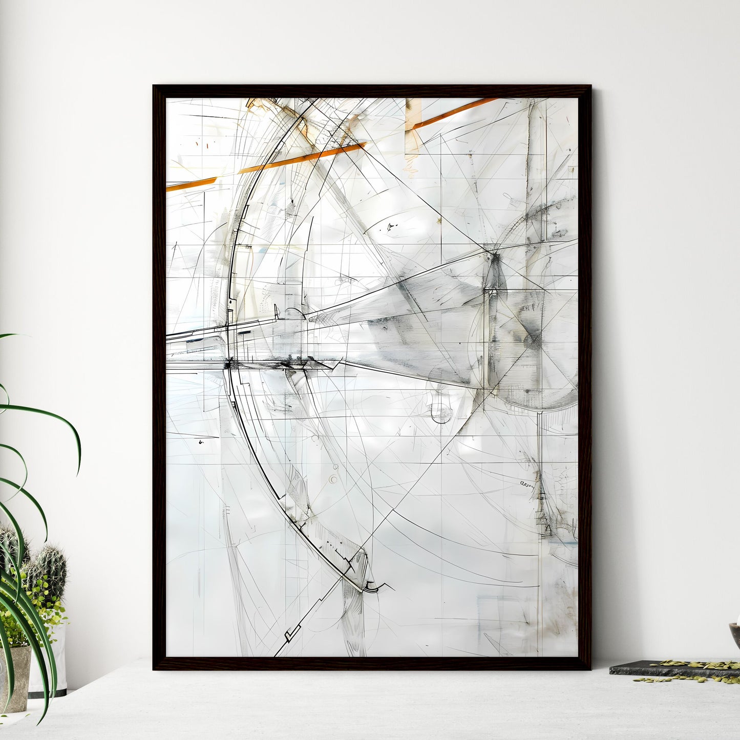 Retrofuturist Minimal Abstract Architectural - Framed Art Print