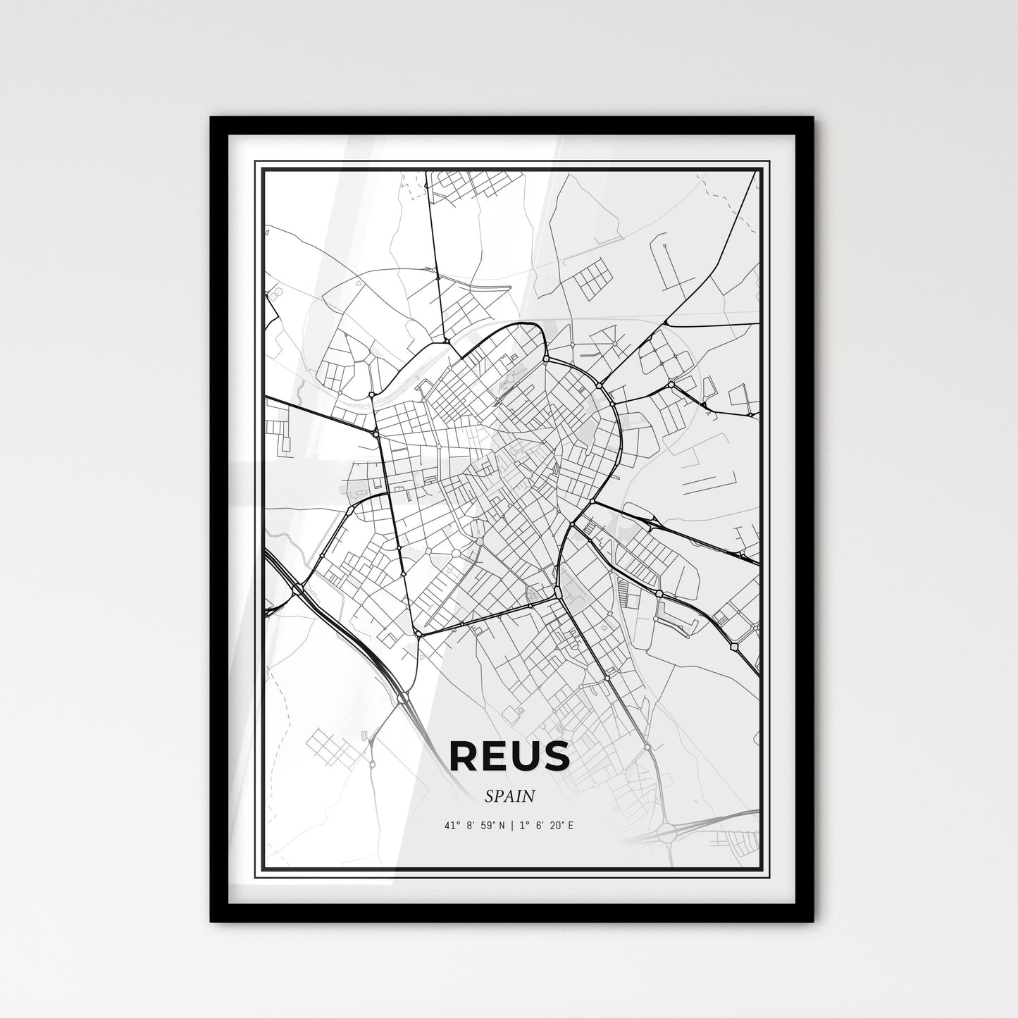 Reus Spain - Scandinavian Style City Map for Modern Home Decor