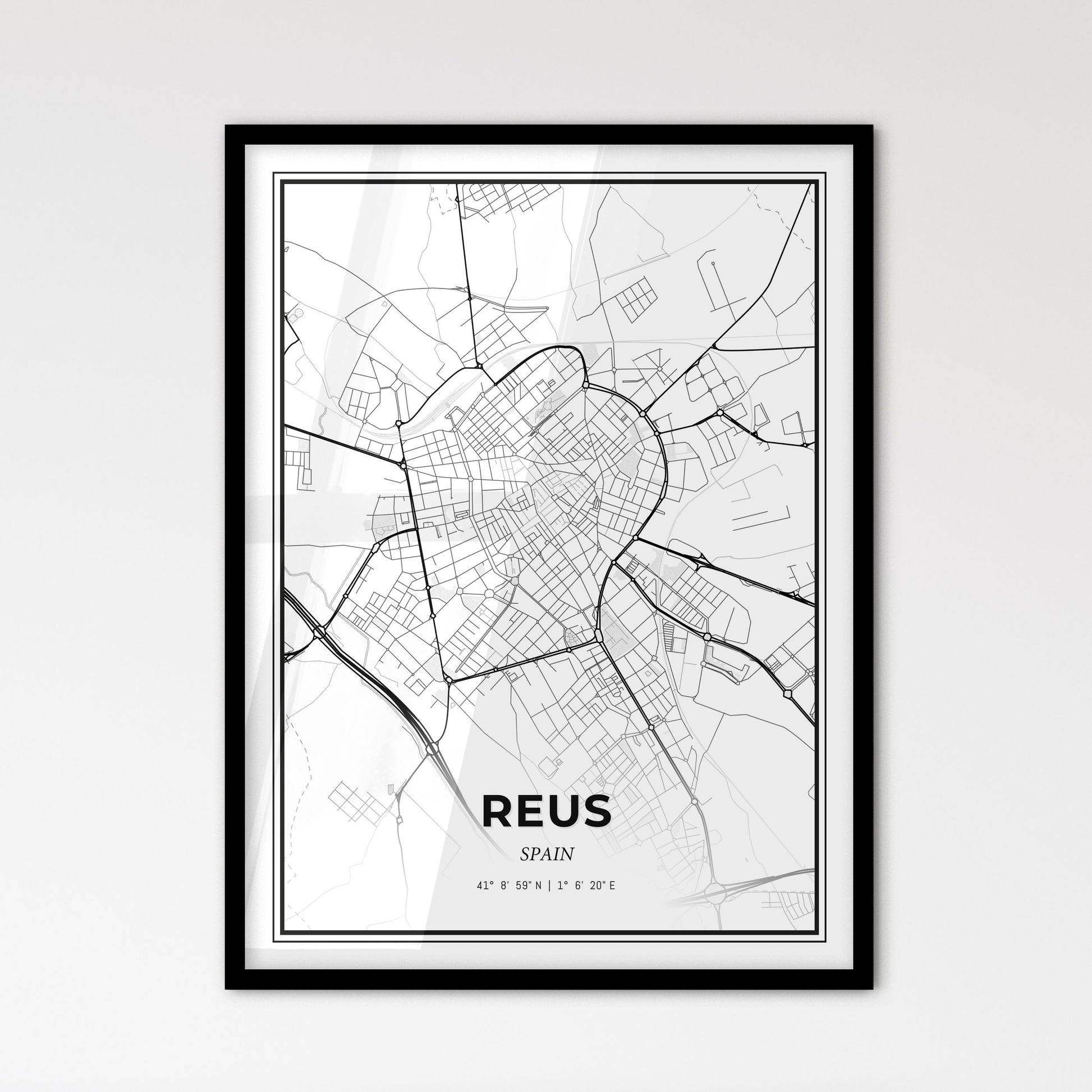 Reus Spain - Scandinavian Style City Map for Modern Home Decor