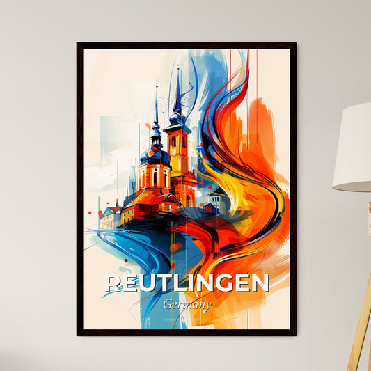 Vibrant Reutlingen, Germany - A Painting Of A Building With A Flame