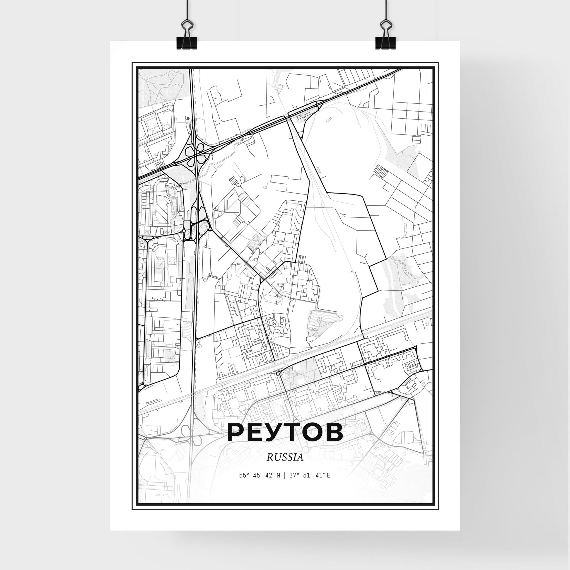 Reutov Russia - Premium City Map Poster