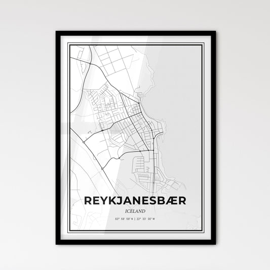 Reykjanesbær Iceland - Scandinavian Style City Map for Modern Home Decor