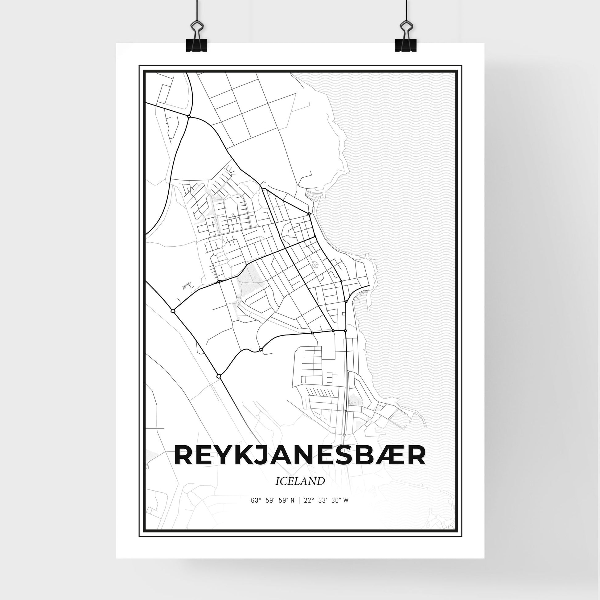 Reykjanesbær Iceland - Premium City Map Poster