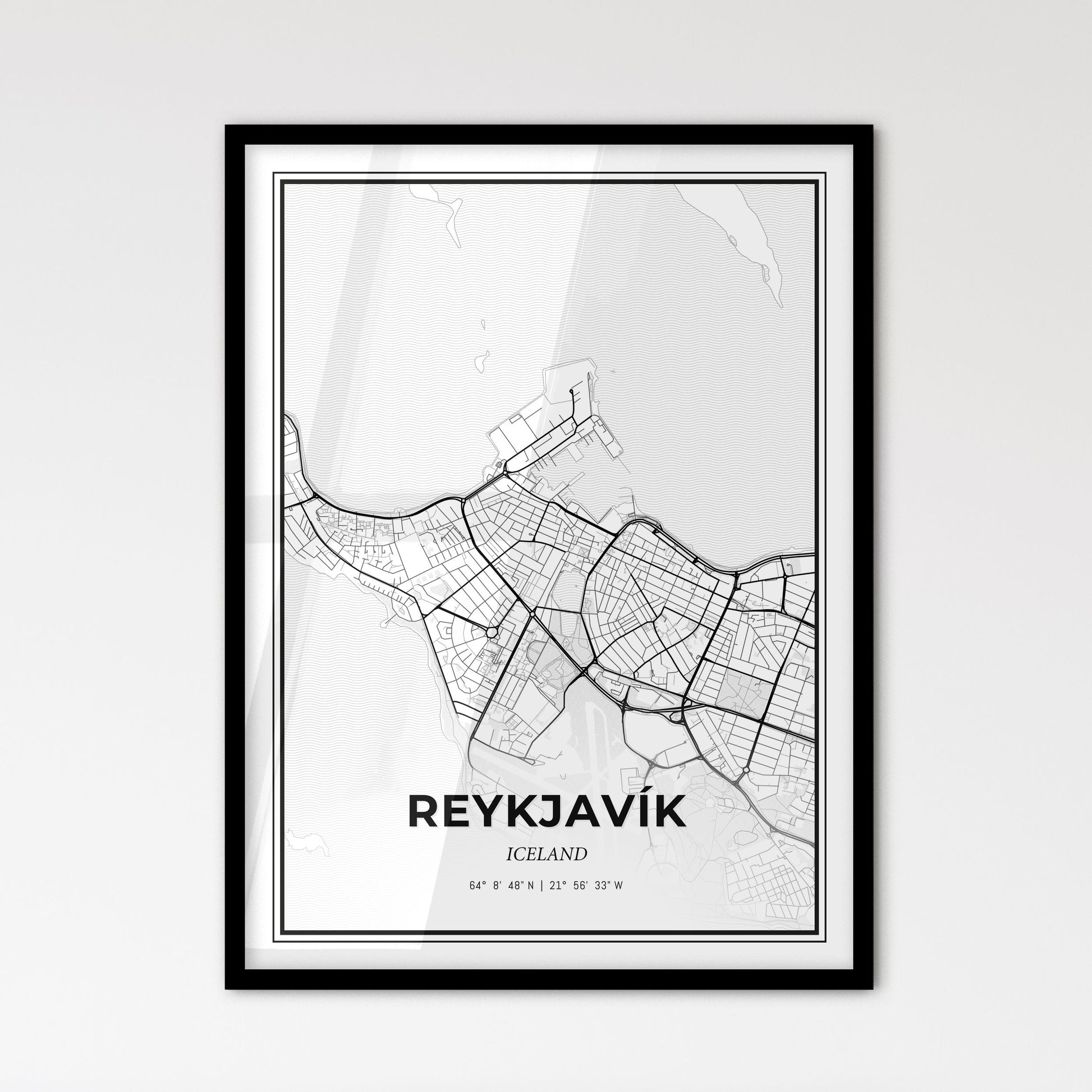 Reykjavík Iceland - Scandinavian Style City Map for Modern Home Decor