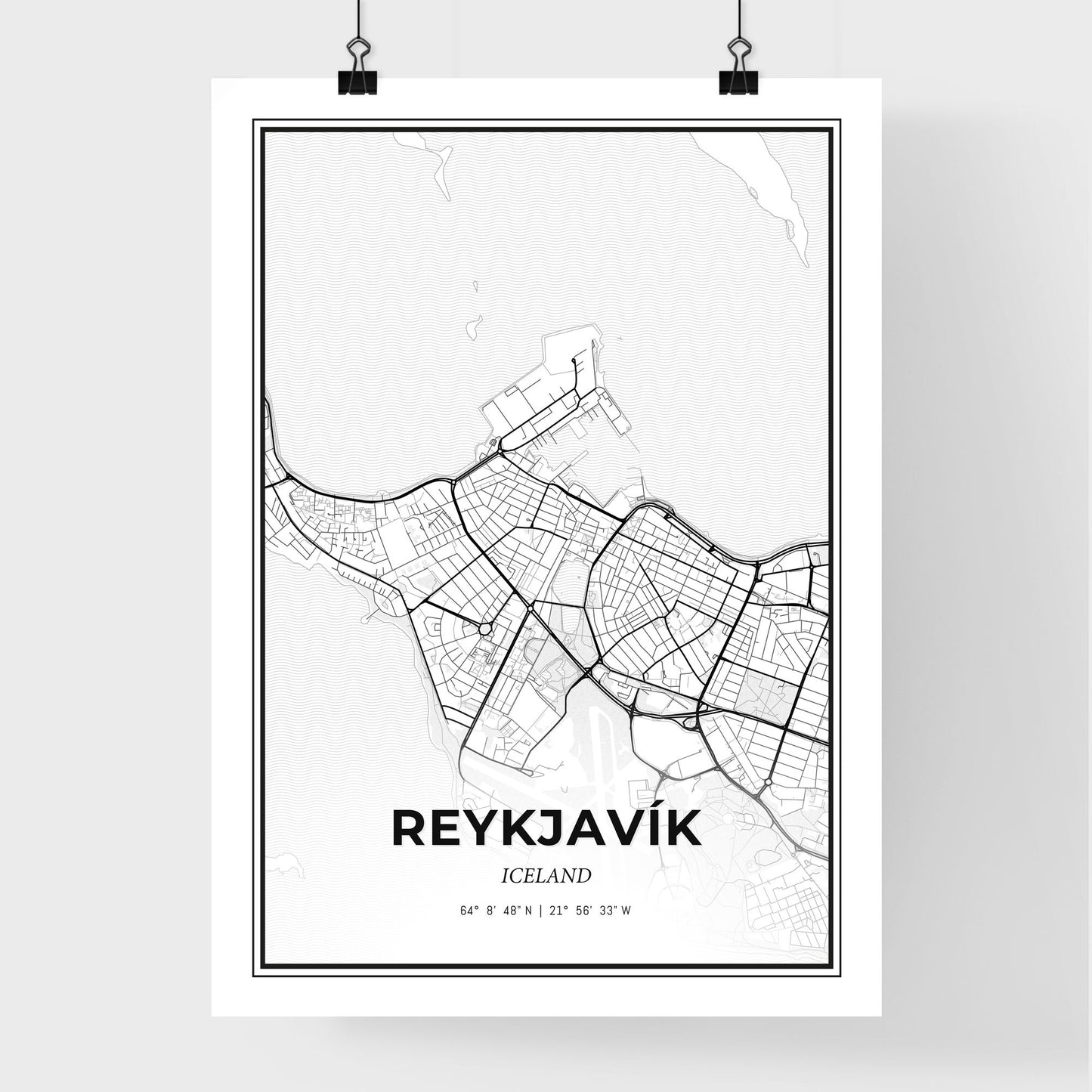 Reykjavík Iceland - Premium City Map Poster