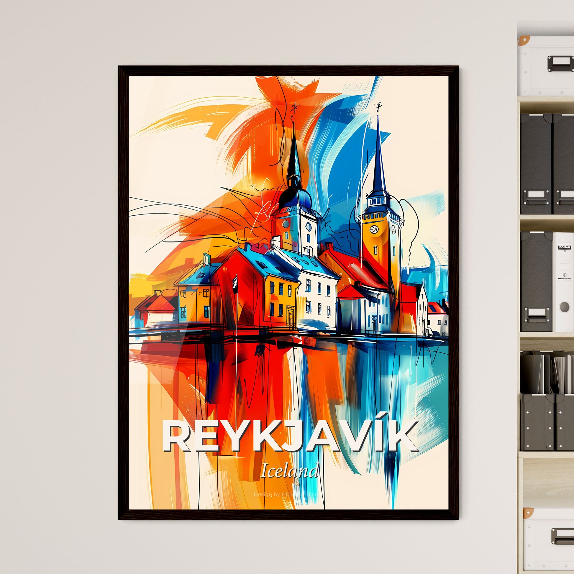 Vibrant Reykjavík, Iceland - A Painting Of A Town