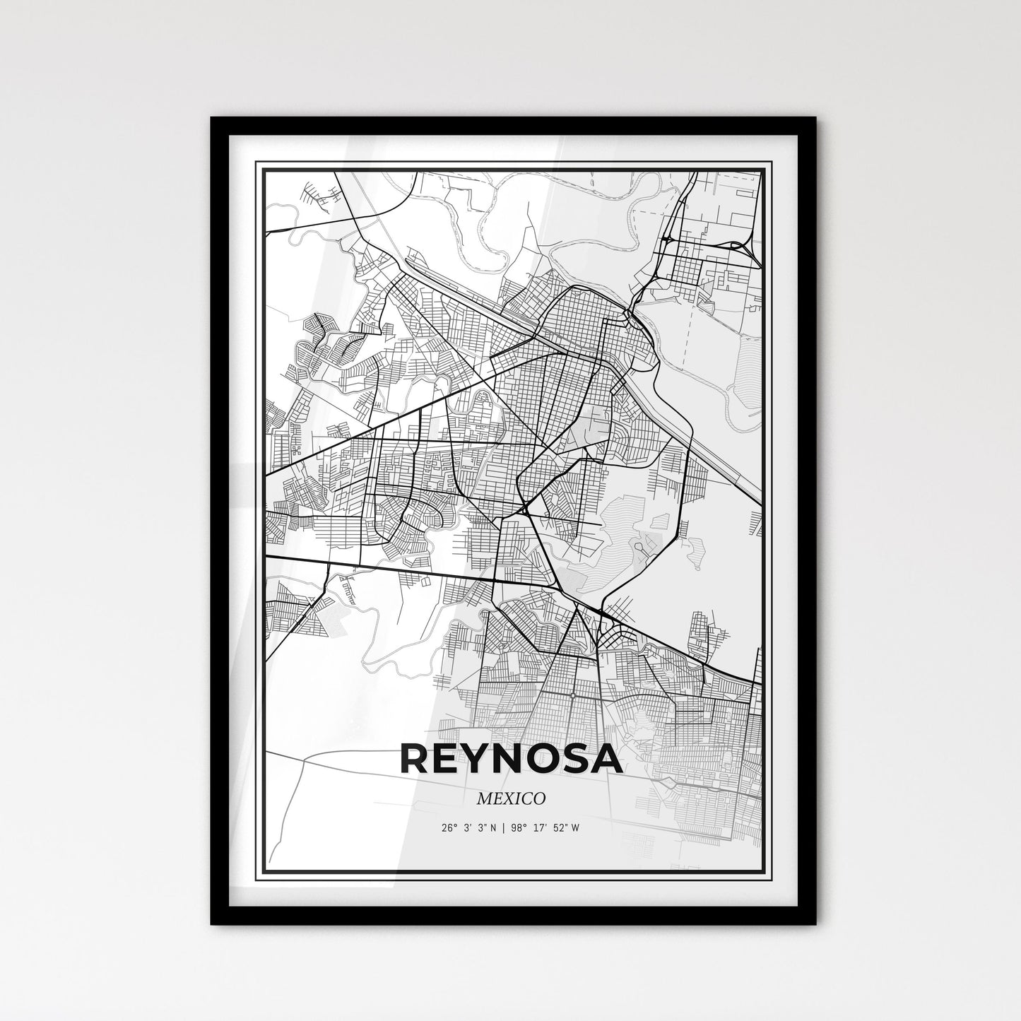 Reynosa Mexico - Scandinavian Style City Map for Modern Home Decor