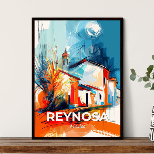 Vibrant Reynosa, Mexico - A Painting Of A Row Of Buildings