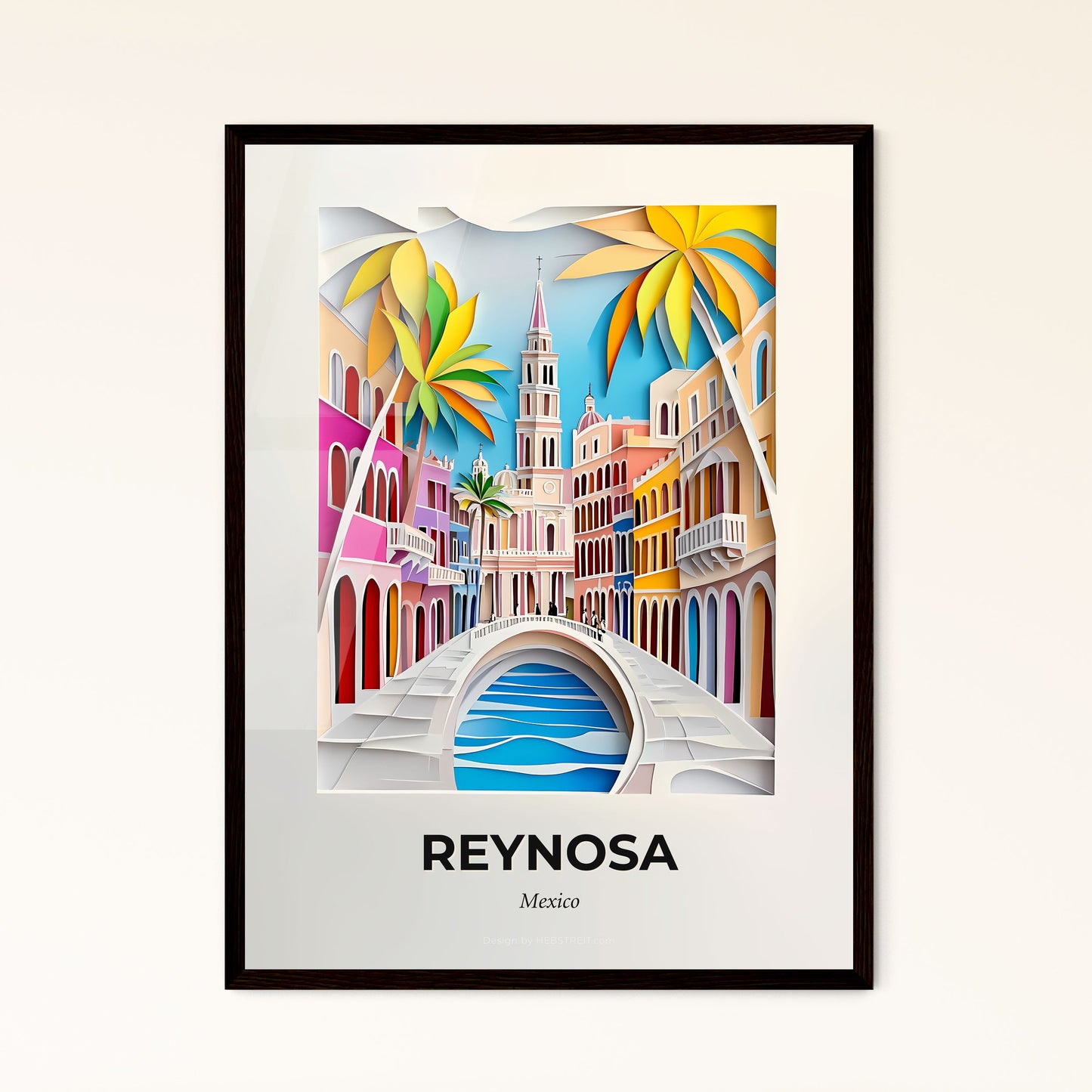 Vivid Reynosa, Mexico - a paper cut of a city with a bridge