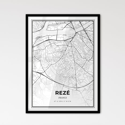 Rezé France - Scandinavian Style City Map for Modern Home Decor