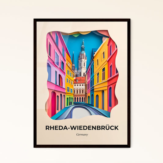 Vivid Rheda-Wiedenbruck, Germany - a colorful city street with a clock tower