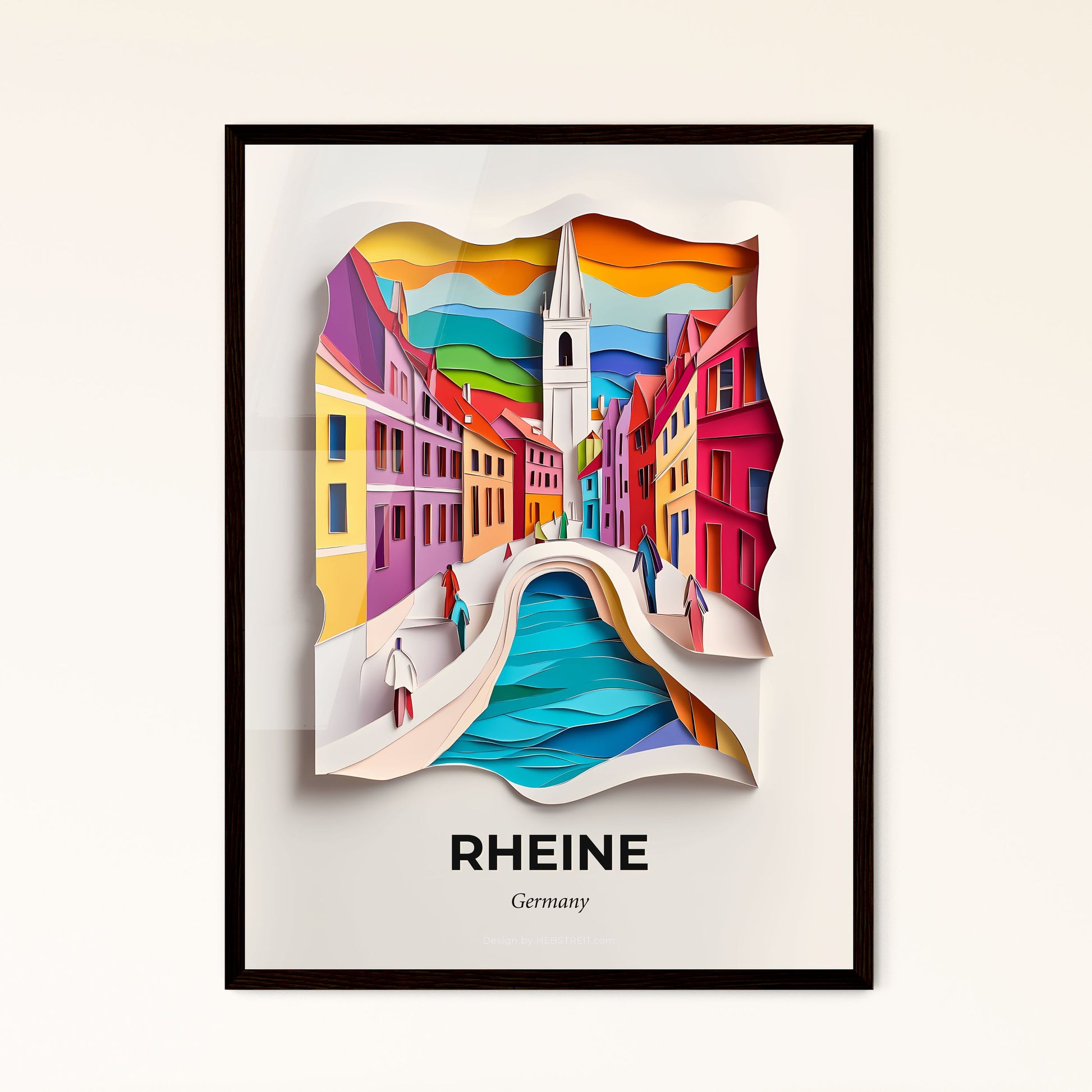 Vivid Rheine, Germany - a paper cut of a city with a bridge