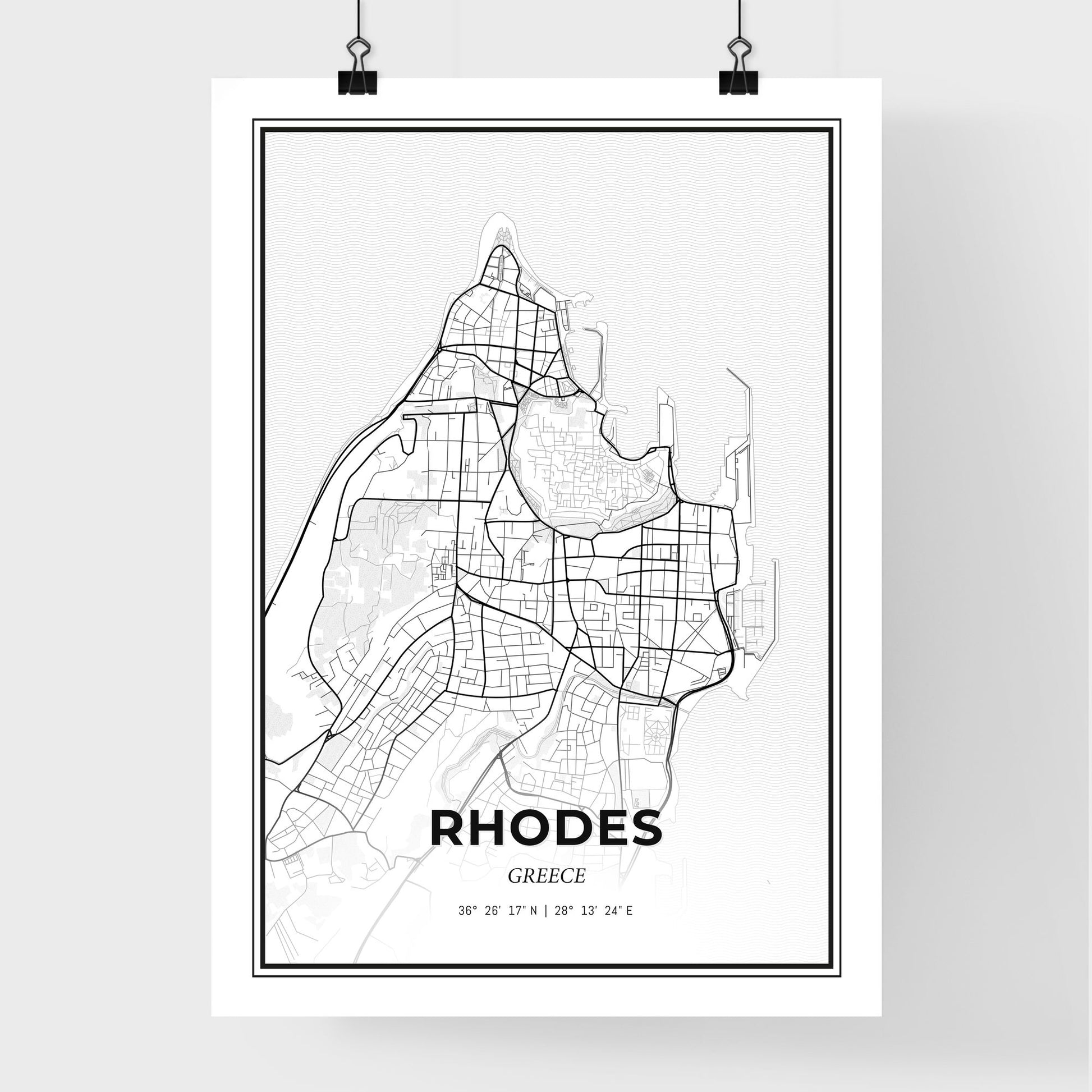 Rhodes Greece - Premium City Map Poster