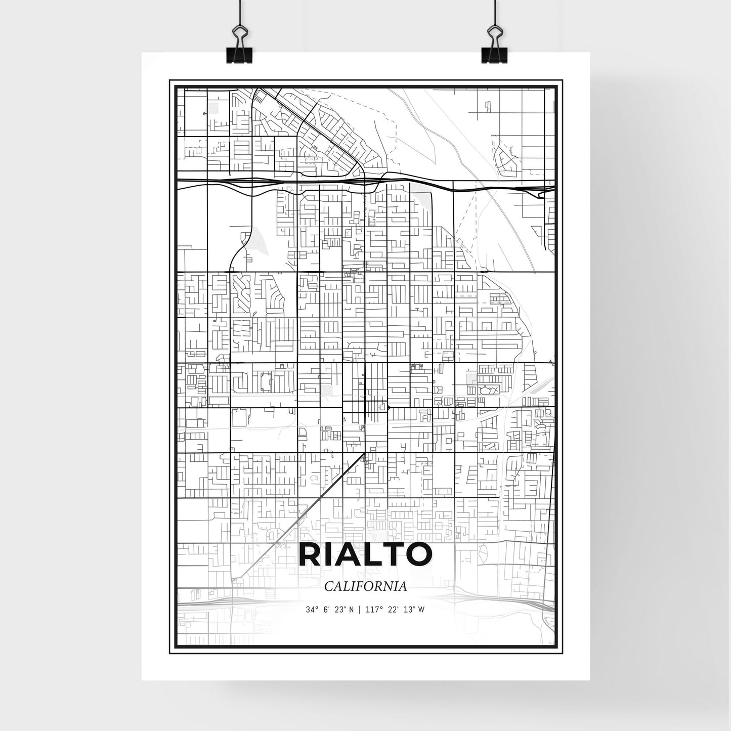 Rialto California - Premium City Map Poster