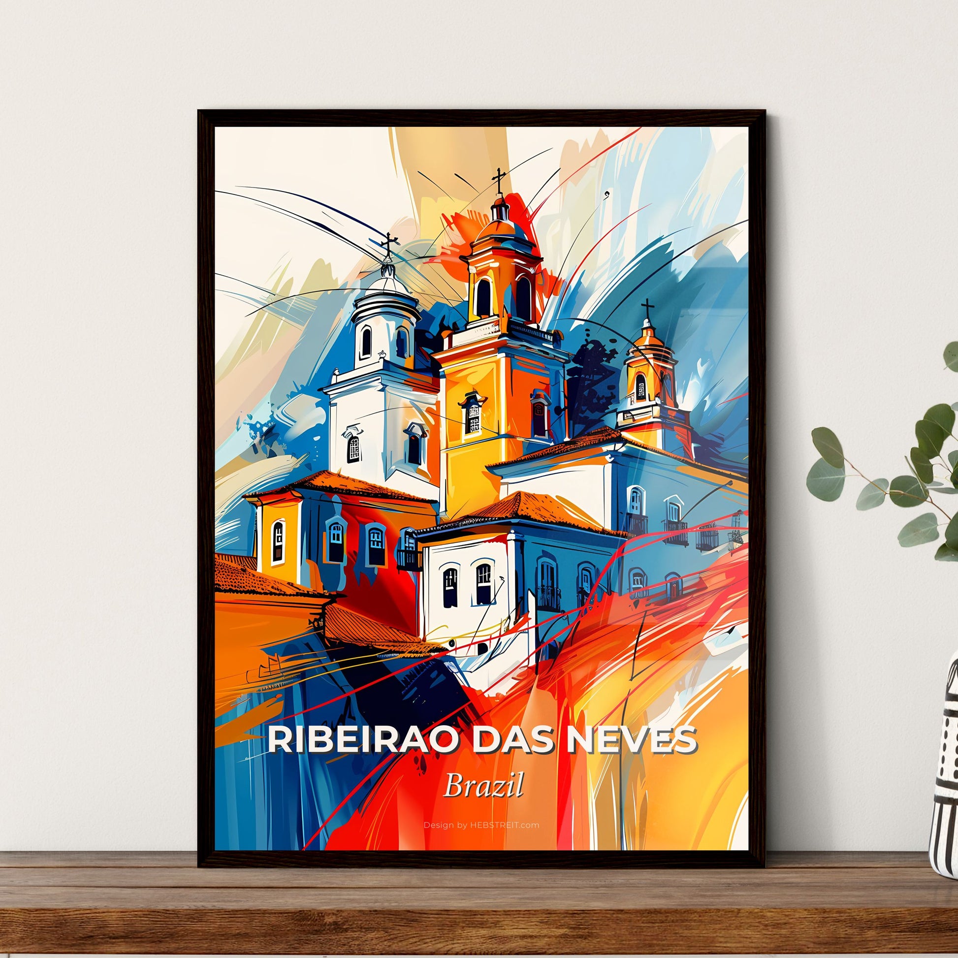 Vibrant Ribeirao Das Neves, Brazil - A Painting Of A Building