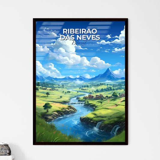 River running through valley in Ribeirao das Neves Brazil Skyline creative painting art Default Title