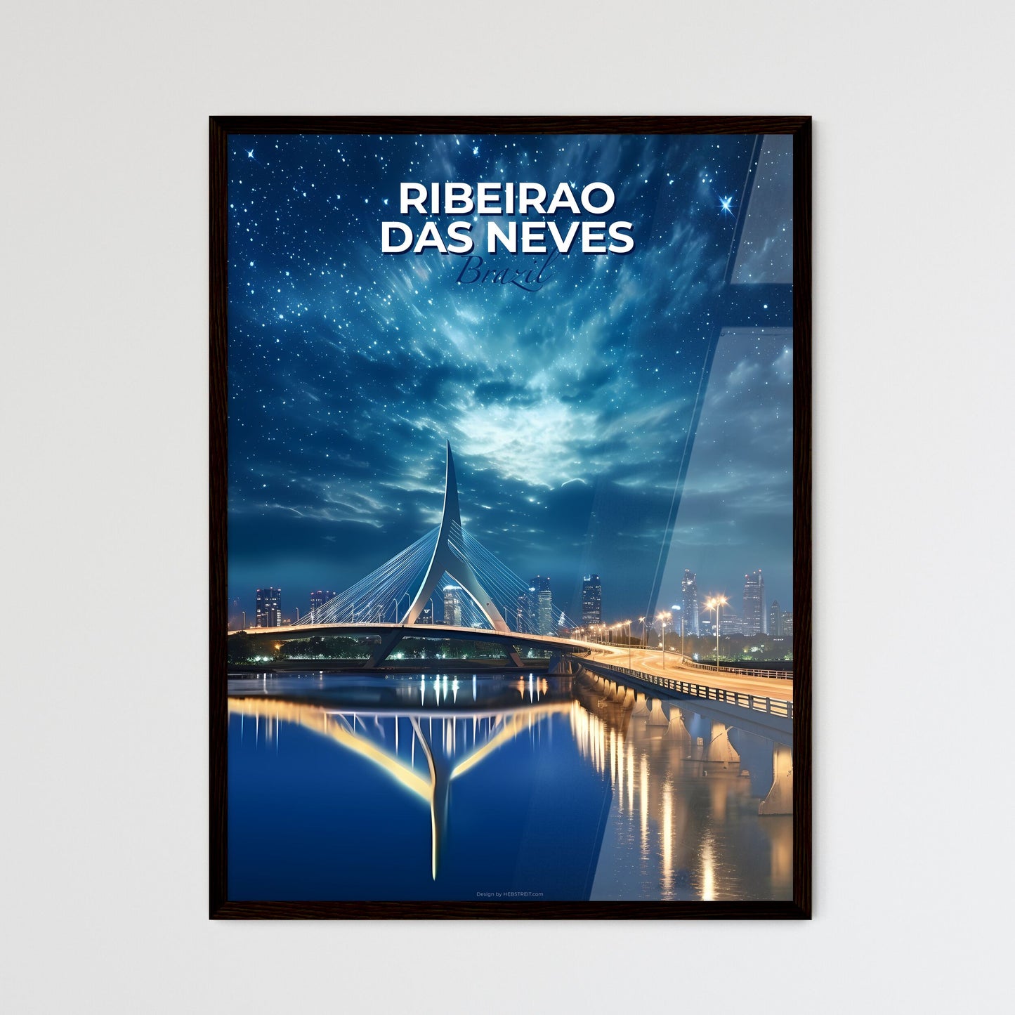 Vibrant Cityscape Painting: Ribeirao das Neves Brazil Skyline Bridge Artwork Urban Art Default Title
