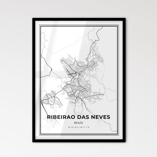 Ribeirao das Neves Brazil - Scandinavian Style City Map for Modern Home Decor