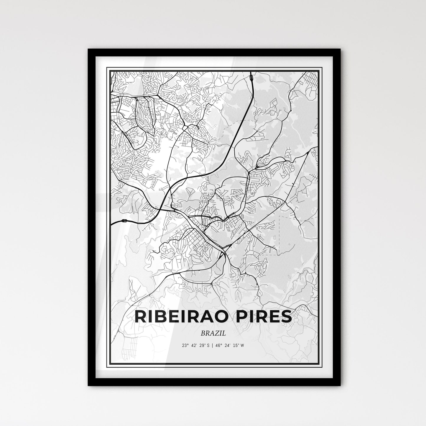 Ribeirao Pires Brazil - Scandinavian Style City Map for Modern Home Decor